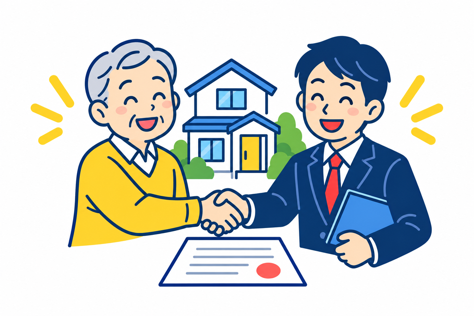 査定金額に納得して契約するイラスト